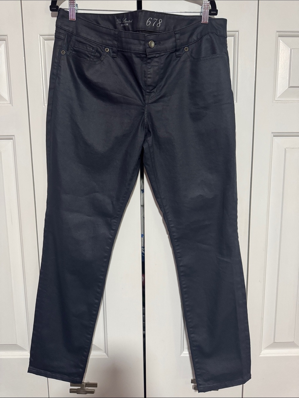 Women’s Coated Navy Slim Fit Pants